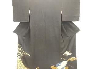 アンティーク　錦紗几帳に桐・源氏車模様刺繍留袖